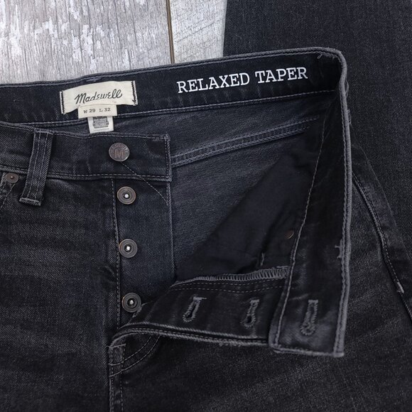 Madewell Jeans Mens 29x28 Claybrook Black Relaxed Tapered Fit Denim Pants - Picture 7 of 9